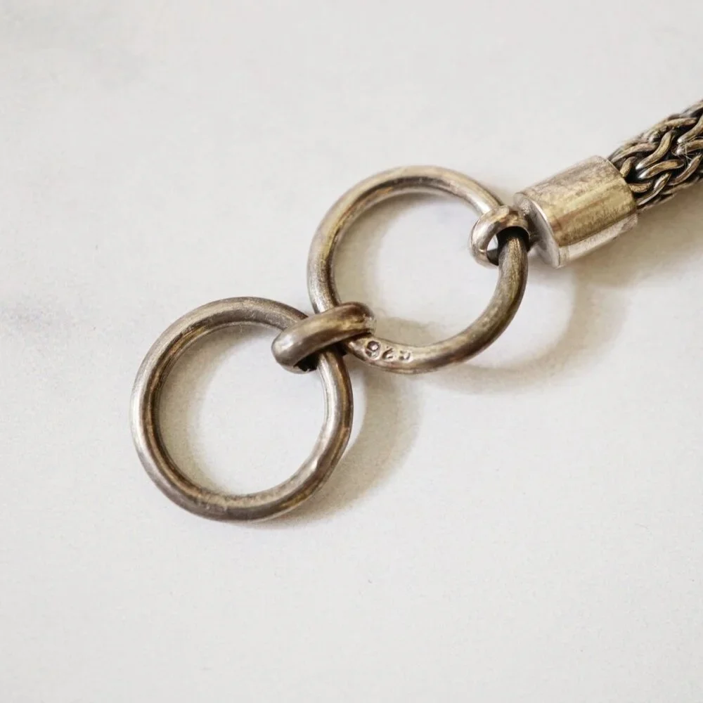 Sterling Silver Dragon Head Toggle Bracelet โ Vintage 925 Braided Mesh Chain - Picture 5 of 6